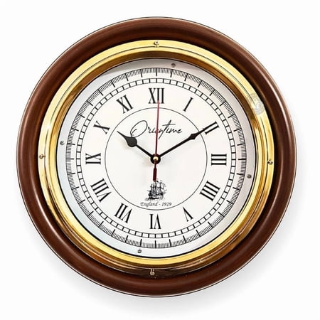 Wooden Wall Clock with Brass Ring Brown Base Shiny and Durable Decorative Timepiece � Perfect for photo Wooden Wall Clock with Brass Ring Brown Base Shiny and Durable Decorative Timepiece � Perfect for