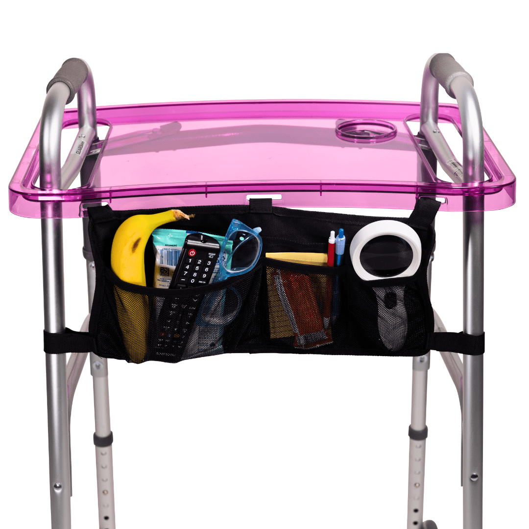 StrongArm Clearview Walker Tray – Adjustable Tray for Folding Walkers, Seniors, with Cup Holder, Food Tray, Walker Accessories, Tray Table for Standard Adult Walkers