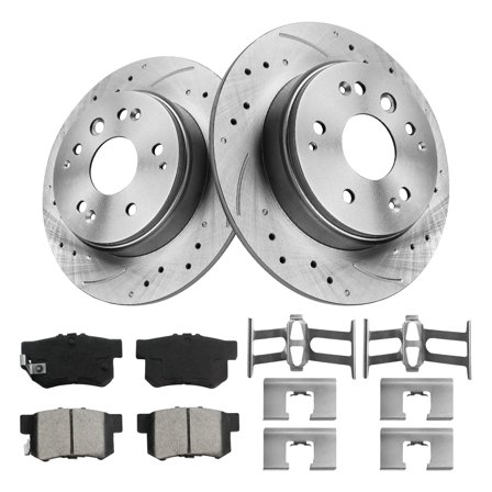 Aurogenix Rear Brake Rotors Kit Fits for 2003-2011 Honda Element,OE Ceramic Brake Pads 31316 & D536-7418, 282mm(11.1in)