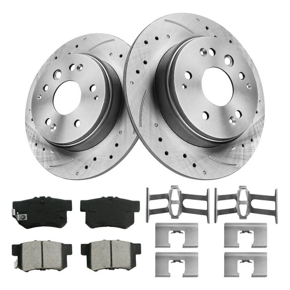 Aurogenix Rear Brake Rotors Kit Fits for 2003-2011 Honda Element,OE Ceramic Brake Pads 31316 & D536-7418, 282mm(11.1in)