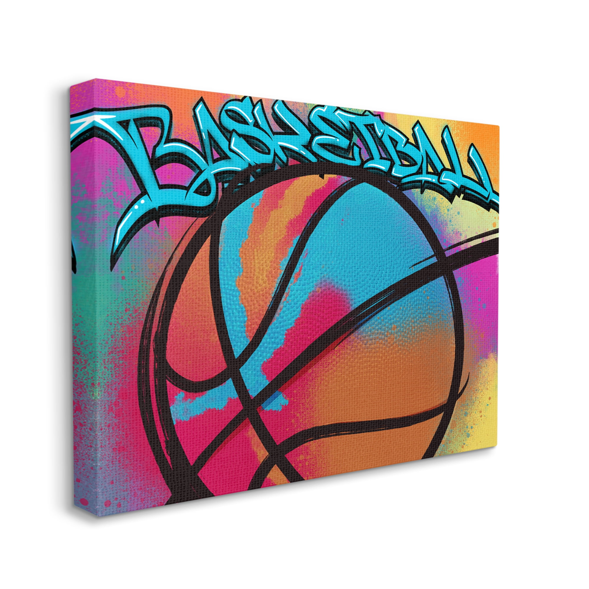Stupell Industries Urban Sports Basketball Abstract Painting Gallery Wrapped Canvas Art Print Wall Art, 30 x 24