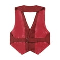 thumbnail image 4 of Alvivi Kids Boys Formal Suit Vest Lapel V Neck Tank Top Pointed Hem Wedding Birthday Party Waistcoat Burgundy 12, 4 of 5