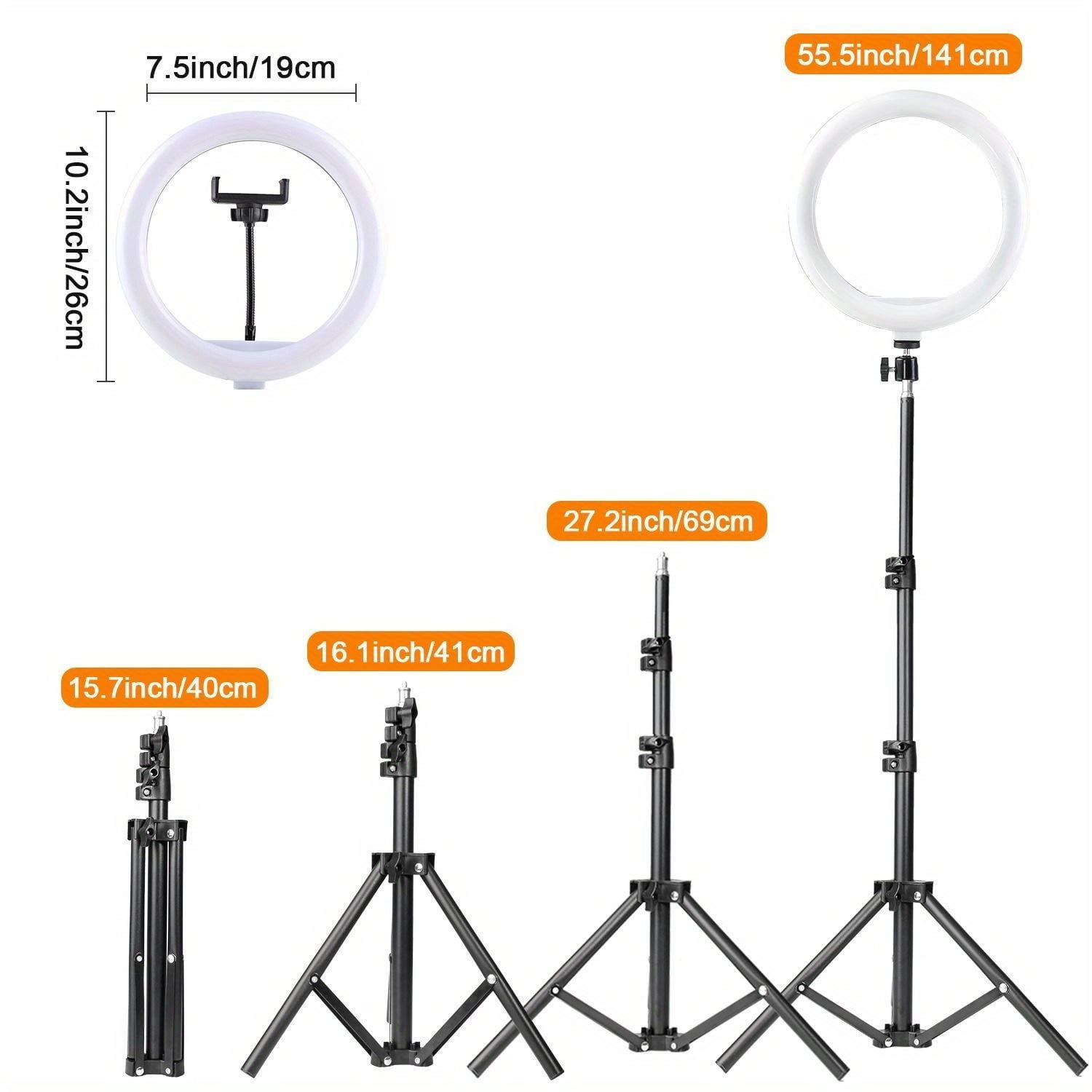 10-inch RGB LED Ring Light with 43" Adjustable Tripod & Phone Mount for Live Streaming/YouTube/TikTok