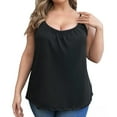 thumbnail image 2 of WCJM Camisoles & Tanks A Black Women's Plus Size Soft Tank Top With Bra Sleeveless Comfort Yoga Fitness Top Tank Top women tank top, 2 of 8