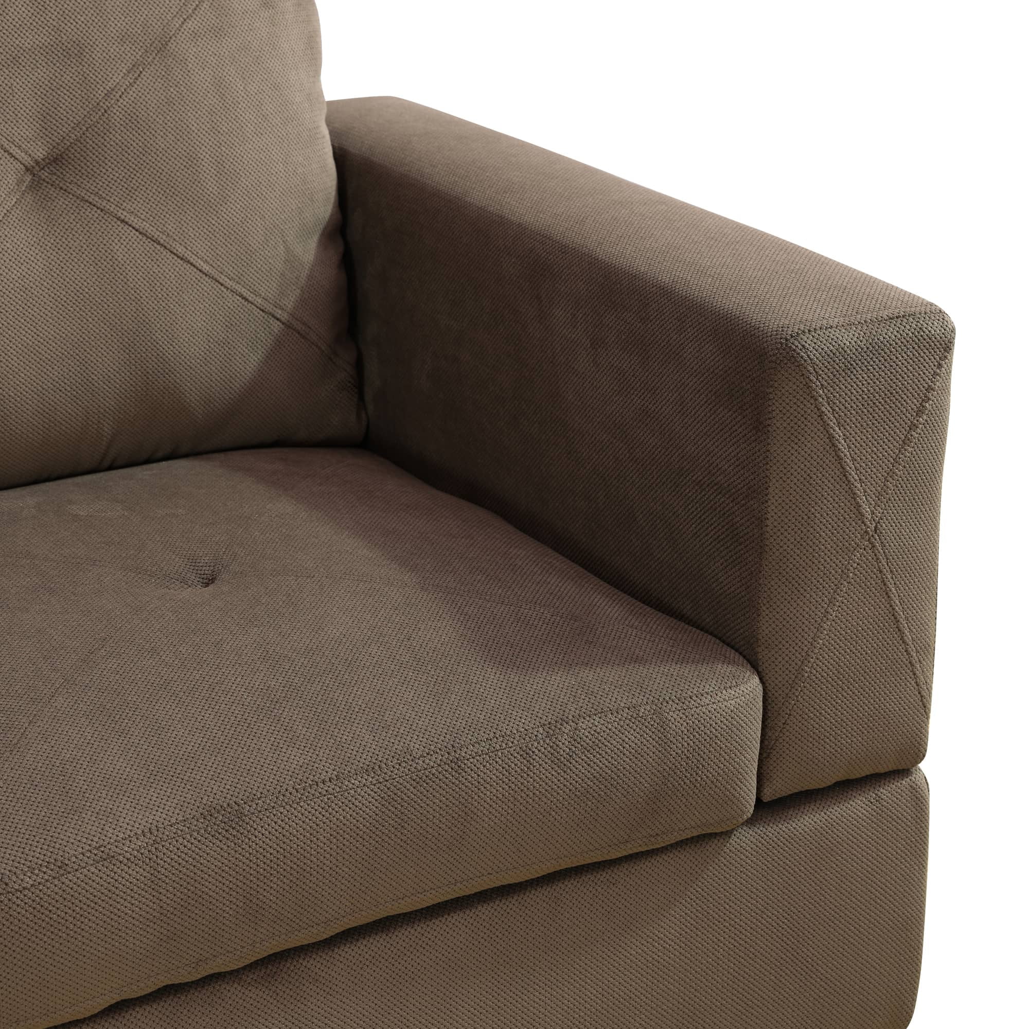 MAYEERTY Brown Sackcloth Fabric 3-Piece Living Room Sofa Set