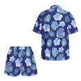 thumbnail image 5 of FKEKYI Blue Monstera Palm Leaf Print Womens 2 Pcs Short Set Open Front Shirt Top Summer Outfits Shorts with Elastic Waist Beachwear Breathable Lounge Set Resort Wear, XL, 5 of 7