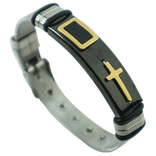 Men Bracelet Titanium Steel Cross Bracelet Lord Prayer Bracelet for Christian