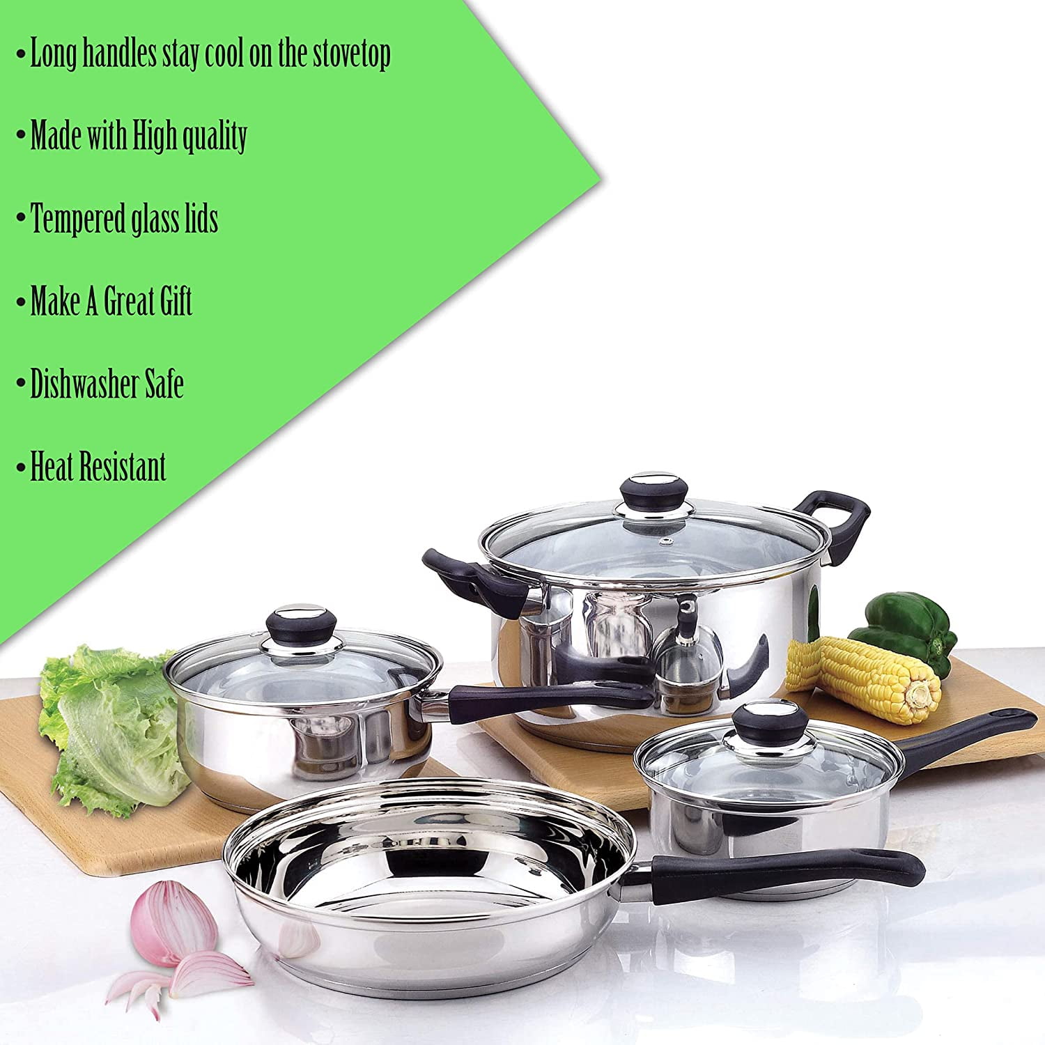 Camco 7 Piece Stainless Steel Cookware Nesting Set w/Handle & Storage Strap  - Walmart.com