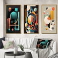 thumbnail image 1 of Designart "Essential Dimensions of Minimal Bauhaus II" Modern Geometric Framed Wall Art Set Of 3 - Blue Abstract Geometric Frame Gallery Wall Set For Home Decor, 1 of 6