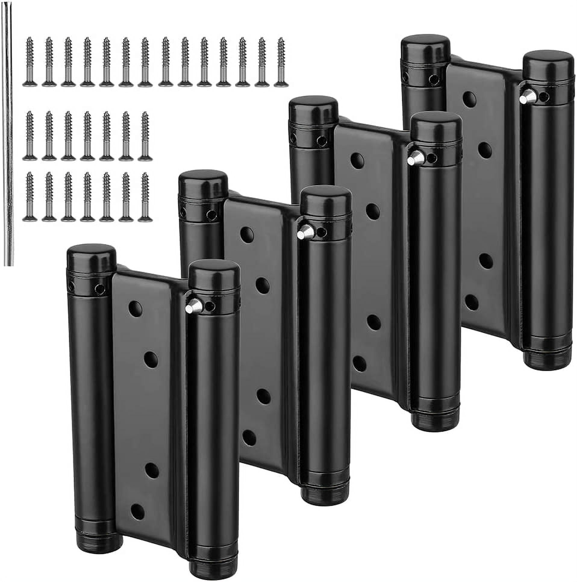 2 Pairs of 4'' Matte Black Cafe Saloon Door Hinges Double Action Stainless Steel Spring Self-Closing