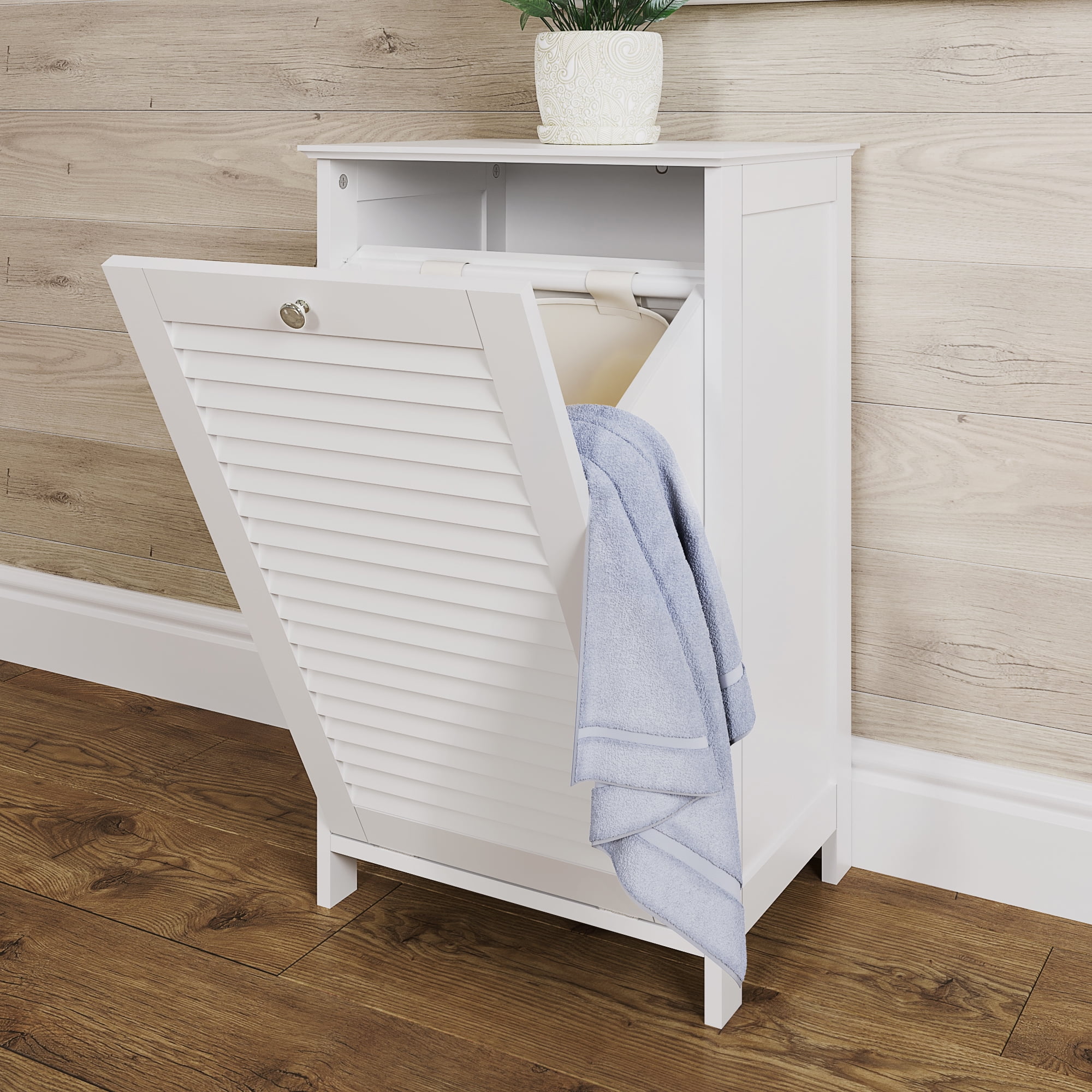 OakRidge Tilt Out Laundry Hamper Bin Freestanding Bathroom Storage Cabinet – 