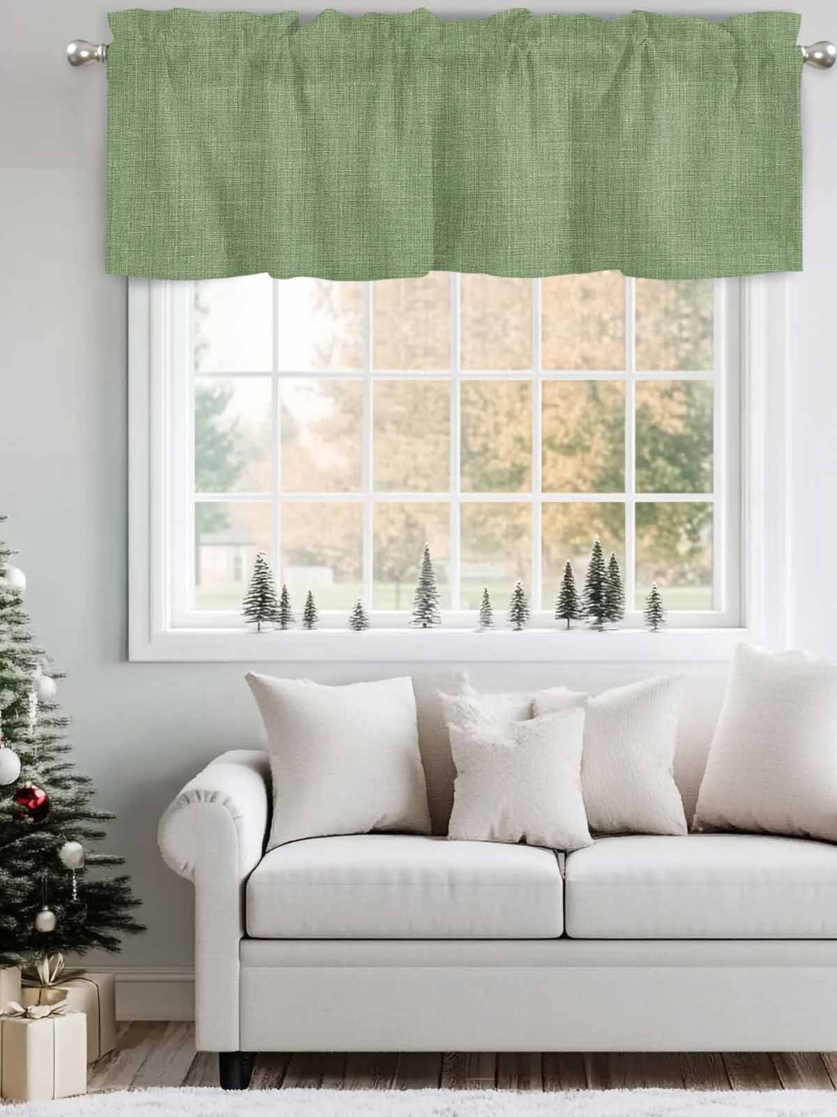 Valances for Windows Sage Green Linen Rod Pocket Cafe Window Treatments Valance Curtains for Kitchen Bathroom Laundry Basement Windows 60"x18"