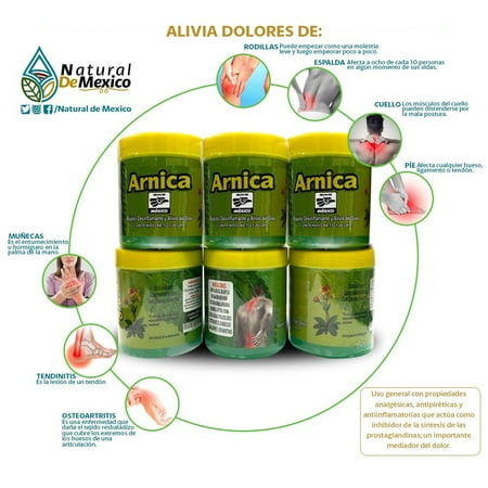 6 Arnicas con Dicl 125 Gs. (Tapa amarilla) Pain Reliever Arthritis Relief  Back  Neck  Knee Joint  Muscle Repair Extract 100% Natural