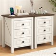 thumbnail image 4 of IDEALSOUL Nightstand, Bedside Table with Charging Station, White Farmhouse 3 Drawer Nightstand Rustic Night Stand End Tables for Bedroom Living Room, 4 of 11
