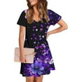 thumbnail image 4 of GaThRRgYP Dresses for Women Summer Casual Boho Dress,Women's Fashion Summer Print Short-sleeved V-neck Casual Dress Black XXL, 4 of 8