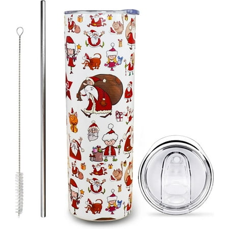 

Christmas Gifts- Christmas Mug Christmas Tumbler 20 oz Cute red white Christmas Skinny Tumbler with Lid and Straw Christmas Cups