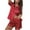 Wine, variant on LYEAA Plus Size Pajamas for Women Valentine's Day Two Piece Soft Ice Silk Nightwear Set Short Sleeve Shirts with Shorts Cozy Button Loungewear Ladies Solid Loose Casual Sleepwear Sleepsuits Red XL
