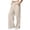 Beige, variant on Women's Cotton Linen Palazzo Pants High Waisted Wide Leg Trousers Casual Loose Side Slit Lace Patchwork Slacks with Pockets and Bow Tie