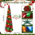 thumbnail image 2 of Árbol de Navidad Pinkswan de 5 pies con 50 luces LED de oropel rojo y verde, 2 of 6