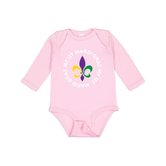 Inktastic My 1st Mardi Gras Fleur De Lis Party Boys or Girls Long Sleeve Baby Bodysuit
