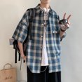 thumbnail image 3 of Camisa a cuadros para hombre, ropa de calle coreana Y2k, Blusa de manga corta a la moda de verano, novedad de 2024, 3 of 5