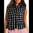 thumbnail image 1 of Chaleco de Cuadros para Mujer, Sin Mangas, de Forro , de Invierno, con Cuello Alto, Cremallera y Bolsillo en el Pecho. Negro S, 1 of 9