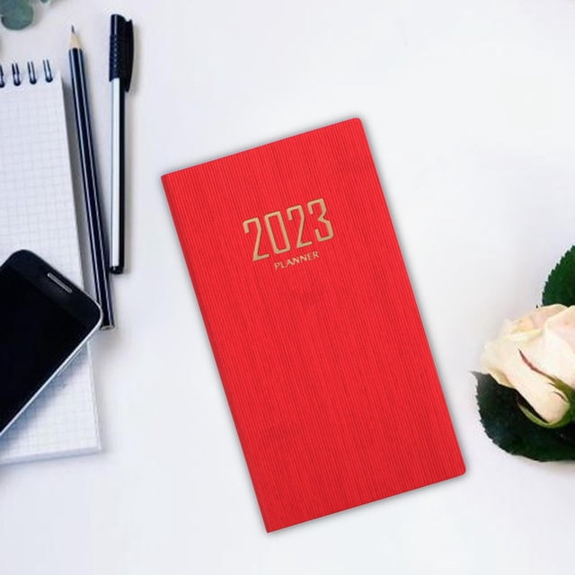 Cuaderno de agenda A6 rojo de papel grueso shamjiam 2023 Planificación de Cuenta diaria para negocios Hogar