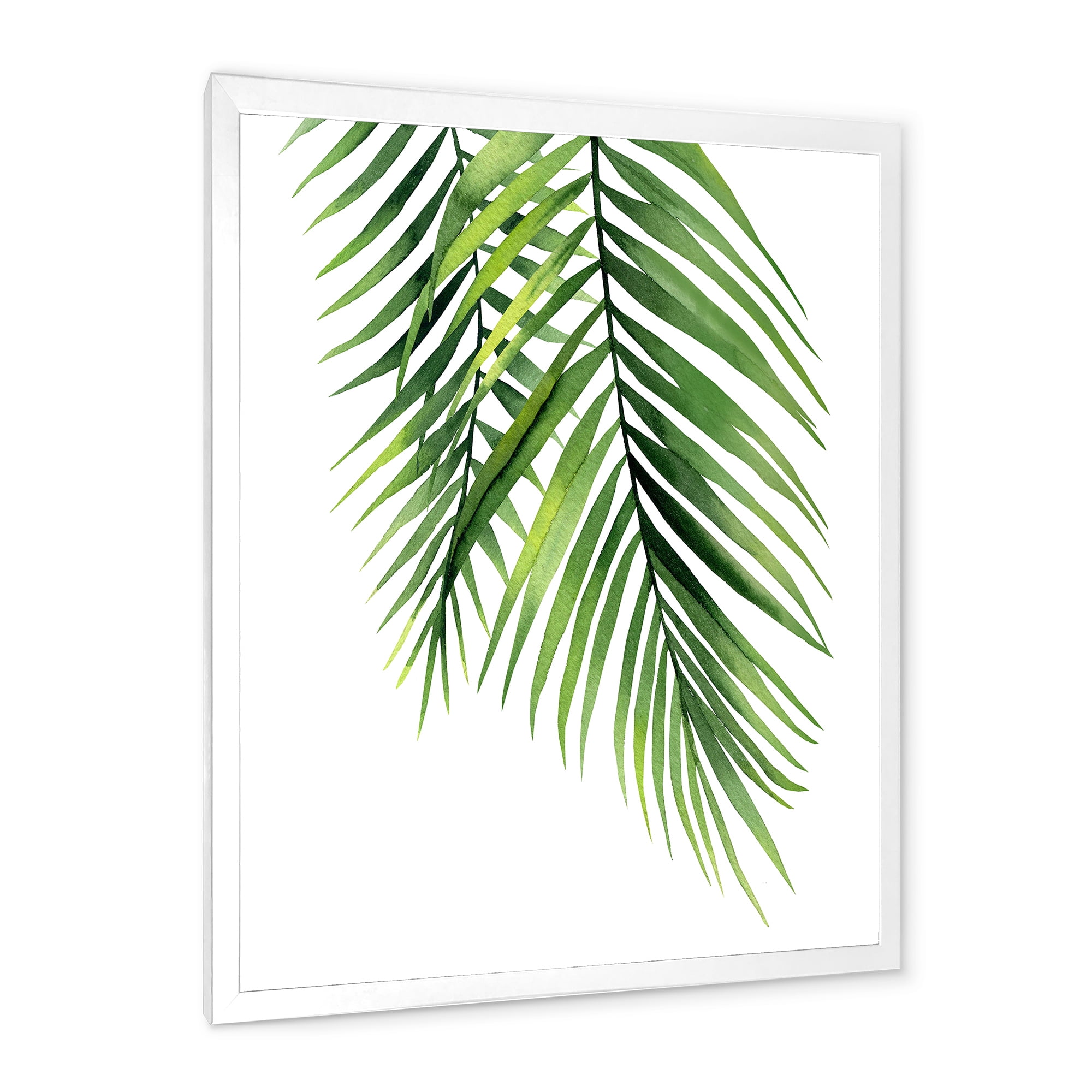 Designart 'Tropical Palm Branches' Tropical Framed Art Print