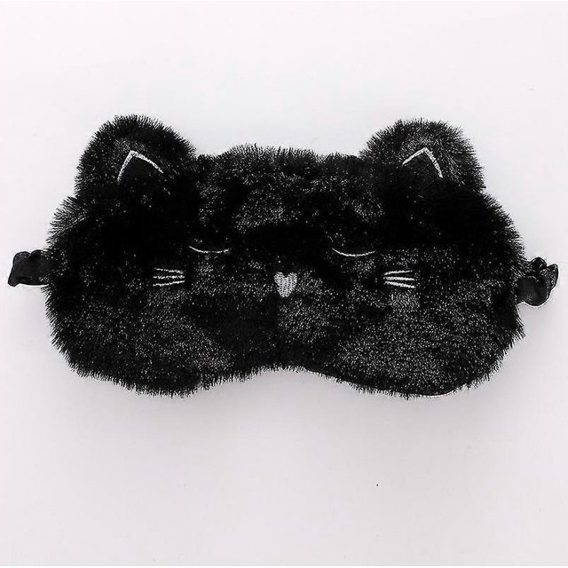 Bonita máscara para dormir, venda para los ojos, venda de felpa, cubre los ojos, sueño reparador para niñas, mujeres, parches para los ojos de animales para la noche, siesta, relajación, salud, gato n