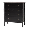 thumbnail image 4 of Baxton Studio Lucera Mid-Century Black Full Size 5-Piece Bobbin Bedroom Set, 4 of 6