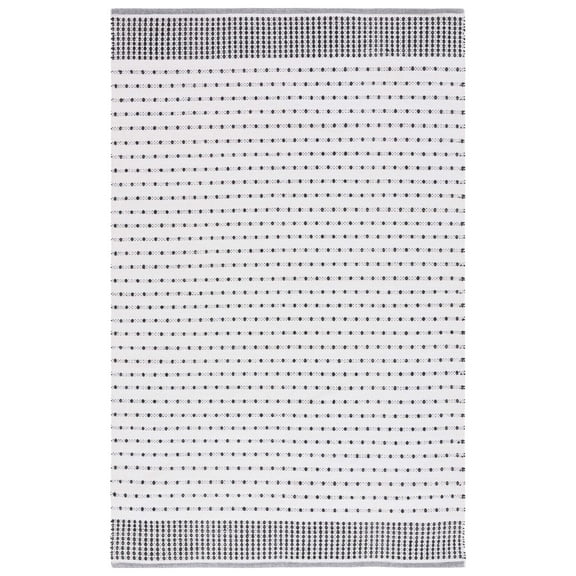 SAFAVIEH Montauk Nuala Abstract Dots Cotton Area Rug, Black/Ivory, 5' x 8'