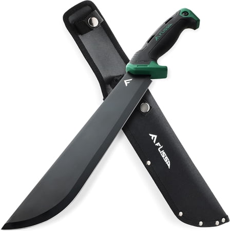 FLISSA 11 Machete for Yard Work Ergonomic Air Tech Handle and Lightweight Sheath Stainless Steel Machete Knife for Gardening Bushcraft Hunting