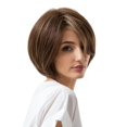 thumbnail image 3 of kurtrusly Mode Perruque de Cheveux Humains Soyeux Naturel Courte Perruques de Cosplay & Plat Frange Sépia, 3 of 8
