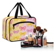 thumbnail image 6 of Travel Hanging Toiletry Bag with 4 Zipped Compartments Waterproof Makeup Accessories Spacious Cosmetic Bag Yellow and Pink Bows Large, 6 of 9