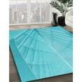 thumbnail image 2 of Ahgly Company Indoor Rectangle Patterned Bright Turquoise Blue Area Rugs, 2' x 5', 2 of 6