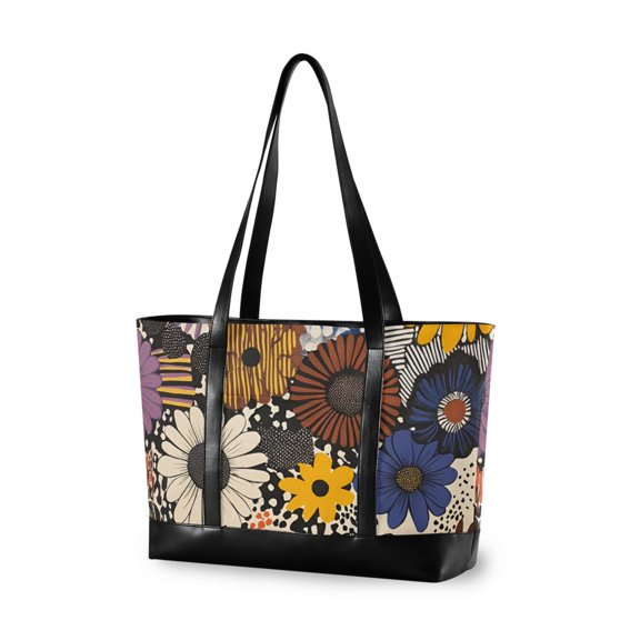 FORMRS Laptop Tote Bag for Women with 15.6" Computer Compartments Handbag, Beige Flowers