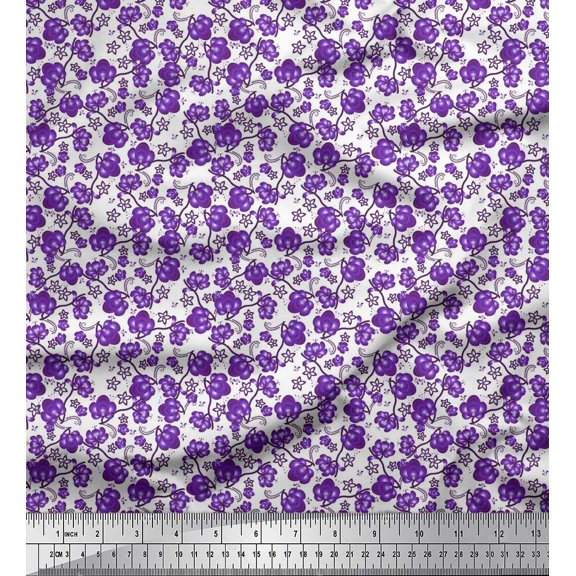 Soimoi Cotton Duck Fabric Flower Artistic Print Fabric by The Yard 42 Inch Wide
