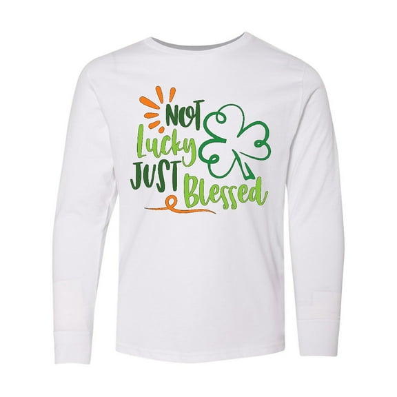 Inktastic St. Patrick's Day Not Lucky Just Blessed with Clover Long Sleeve Youth T-Shirt