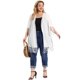 thumbnail image 3 of Women's Plus Size Cardigan Lace Insert Elbow Sleeve Summer Bohemian Cardigans White 1X, 3 of 6