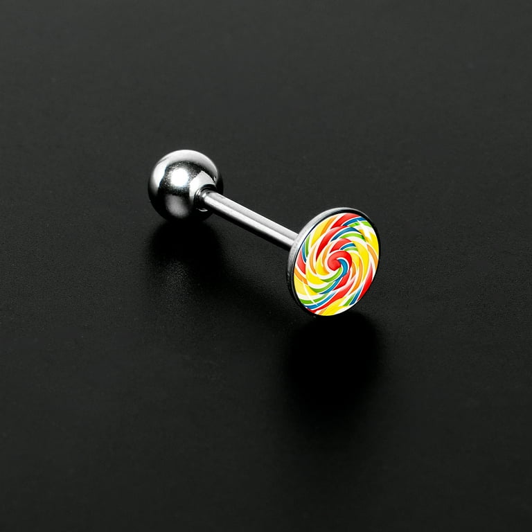 Body Candy 14G Women 316L Stainless Steel Rainbow Swirl Lollipop Mens Barbell Tongue Ring Body Piercing Jewelry 5 8 Walmart