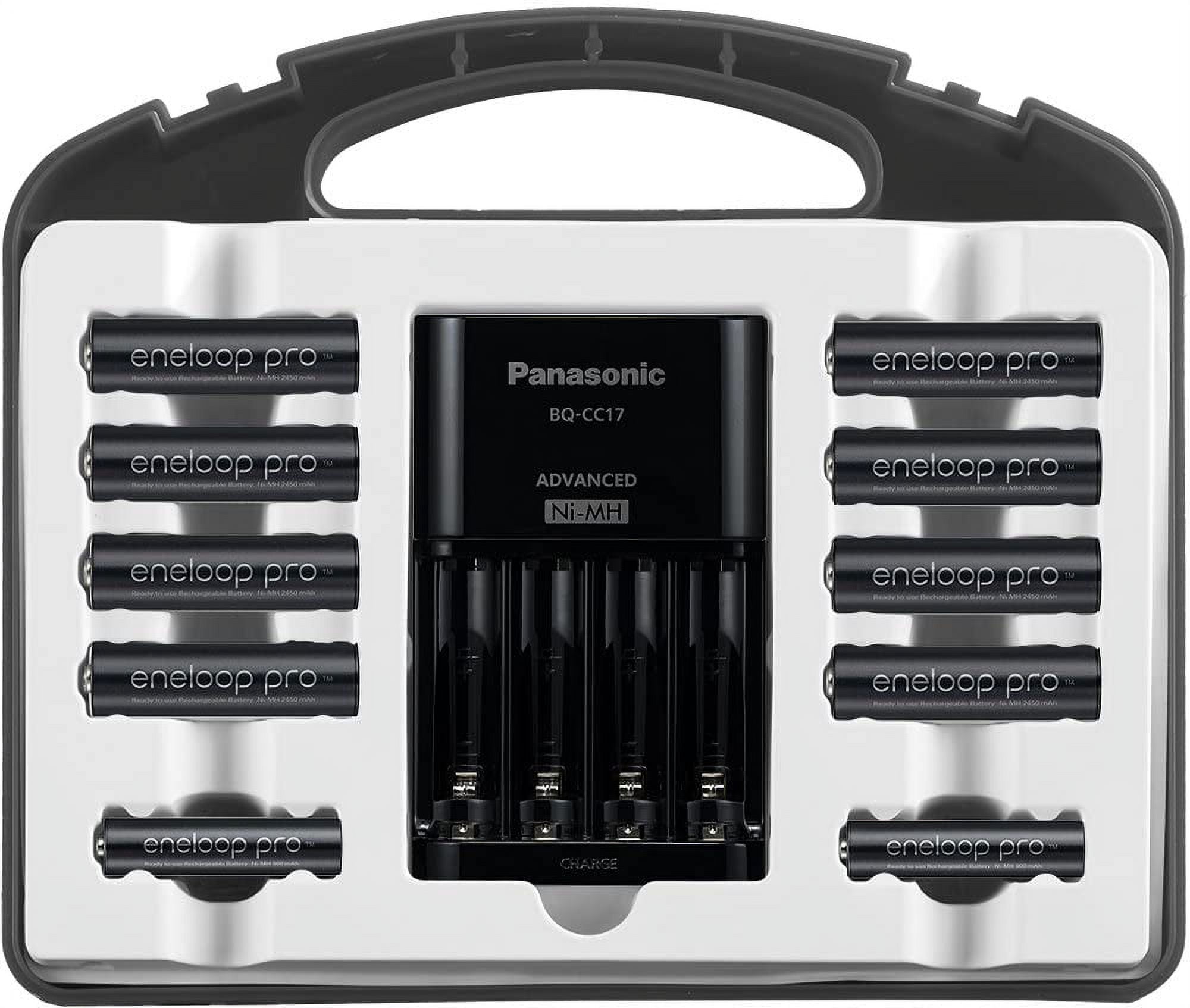 Panasonic K-KJ17KHC82A eneloop pro High Capacity Power Pack, 8AA, 2AAA, with"Advanced" Individual Battery Charger and Plastic Storage Case