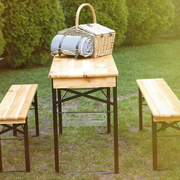 OUNONA Outdoor Folding Table Side Wire Basket Camping Side Table Hanging Organizer Storage Basket Metal Folding Storage Rack Under Camping Table Accessories