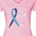 thumbnail image 4 of Inktastic Faith over Fear Hydrocephalus Awareness with Blue Ribbon Women's V-Neck T-Shirt, 4 of 5