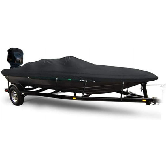Windstorm Boat Cover for Wide Bass Boats, Outboard Motor, Marine Grade 600D Waterproof Covers