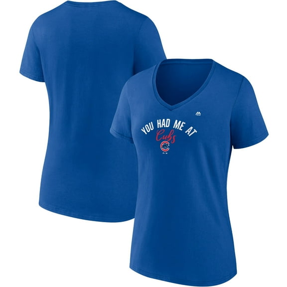 Women's Majestic Royal Chicago Cubs Wild Pitch V-Neck T-Shirt