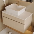 thumbnail image 3 of 32" Multi-layer Solid Wood Compact Freestanding Cabinet, Bathroom Storage Unit with Soft Close Drawer, Modern Small Bathroom Vanity with Ceramic Sink for Bathroom Organization, White,Wood, 3 of 9