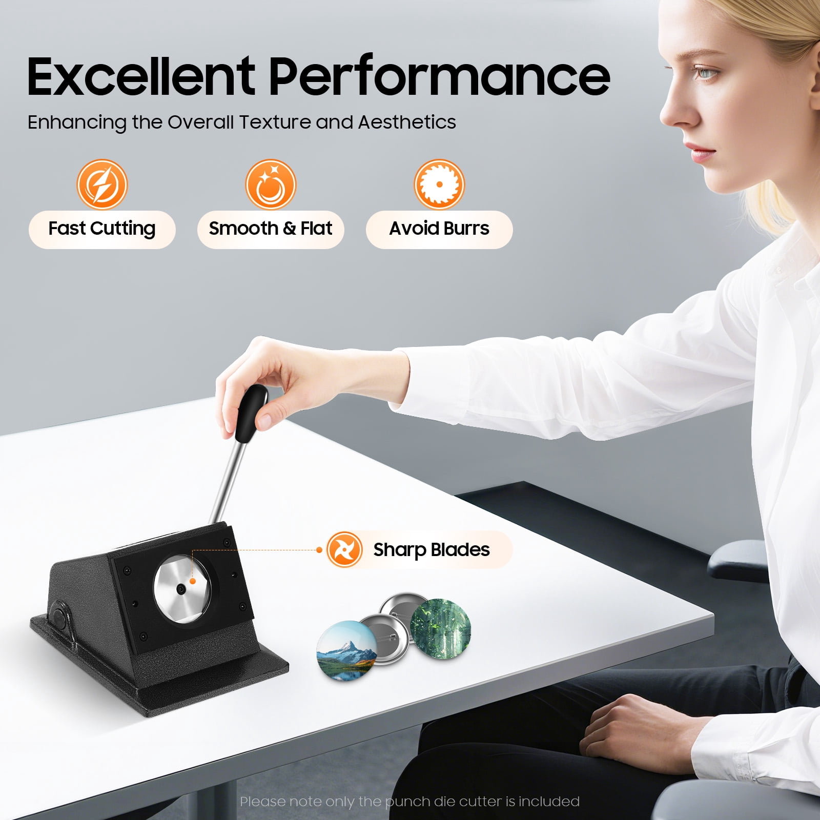 70MM Round Badge Card Cutting Machine, Fixed Size Punch for Paper and Card, Maximum Thickness 500g