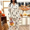 thumbnail image 3 of BOOMNY Halloween Womens Pajama Sets 2 Peice Pjs Set for Women Hallowmas Pumpkin Ghost Graphic Long Sleeve Buttons Sleepwear Tops Pants Cozy Homewear Loungewear Sets, 3 of 6