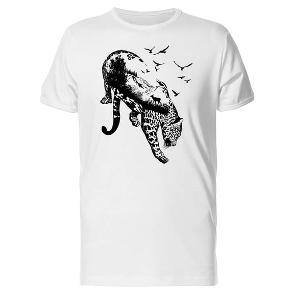 Leopard With Landscape B&W Tee Men's -Image by Shutterstock