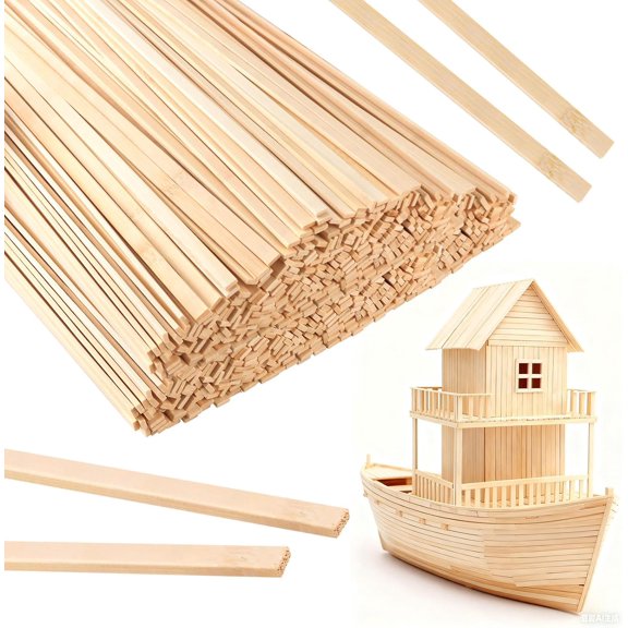 300pcs 15.7x0.35 Inch Strong Natural Bamboo Sticks, Wooden Craft Sticks, Extra Long Sticks, Wood Strips for Craft Projects